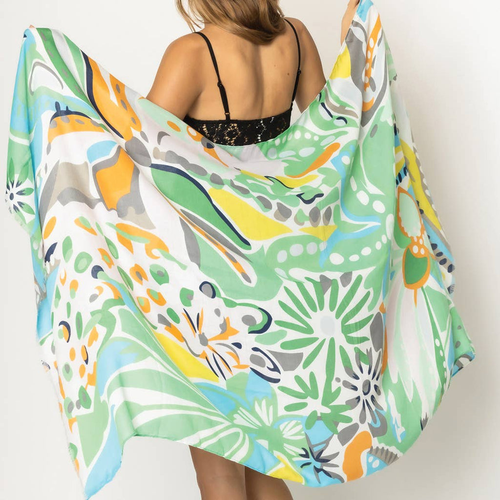 Tropical Floral Print Scarf - Adult & Kids T-Shirts, Sweatshirts & Hoodies apparel design preview 1