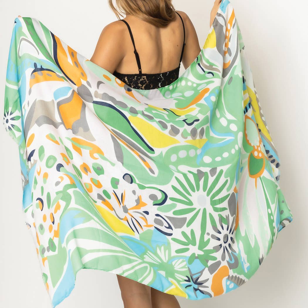 Tropical Floral Print Scarf - Adult & Kids T-Shirts, Sweatshirts & Hoodies apparel design preview 1