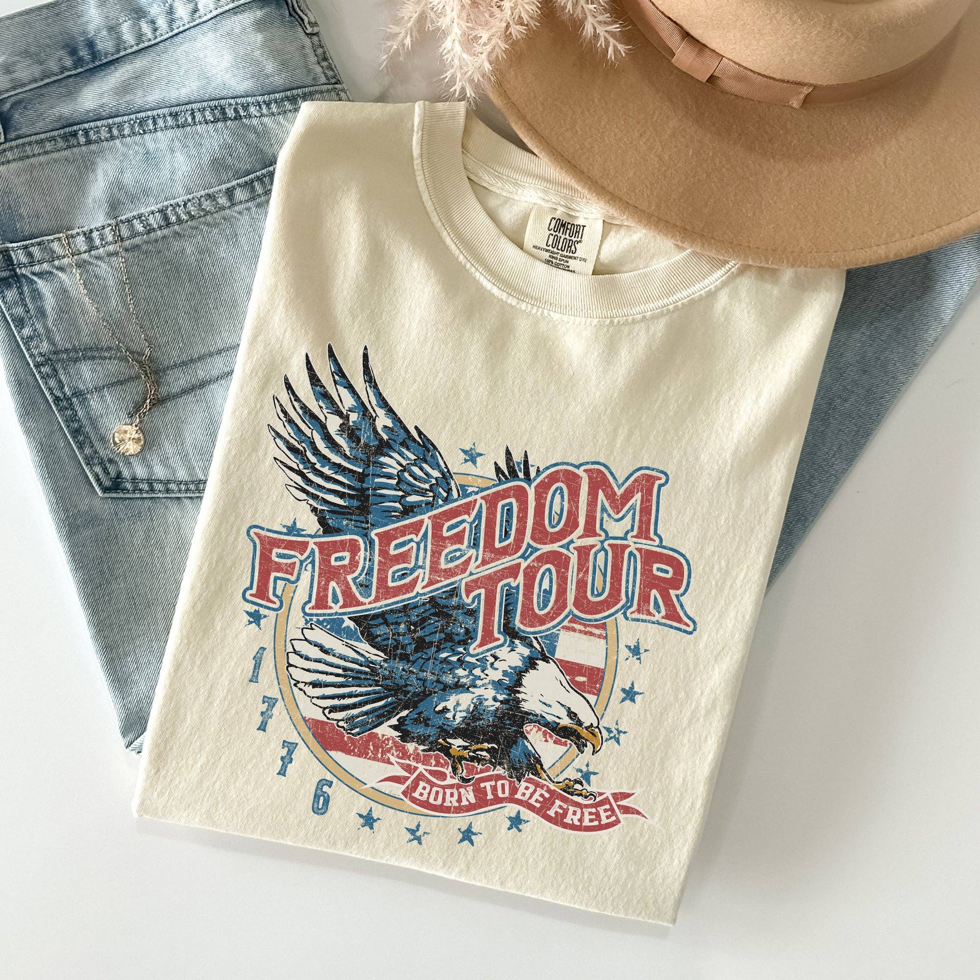 Freedom Tour, America, 1776, Flag, Fighter Jets, - Adult & Kids T-Shirts, Sweatshirts & Hoodies apparel design preview 1