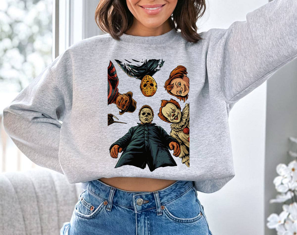 Horror Icons Looking Down Scary Halloween - Adult & Kids T-Shirts, Sweatshirts & Hoodies apparel design preview 1
