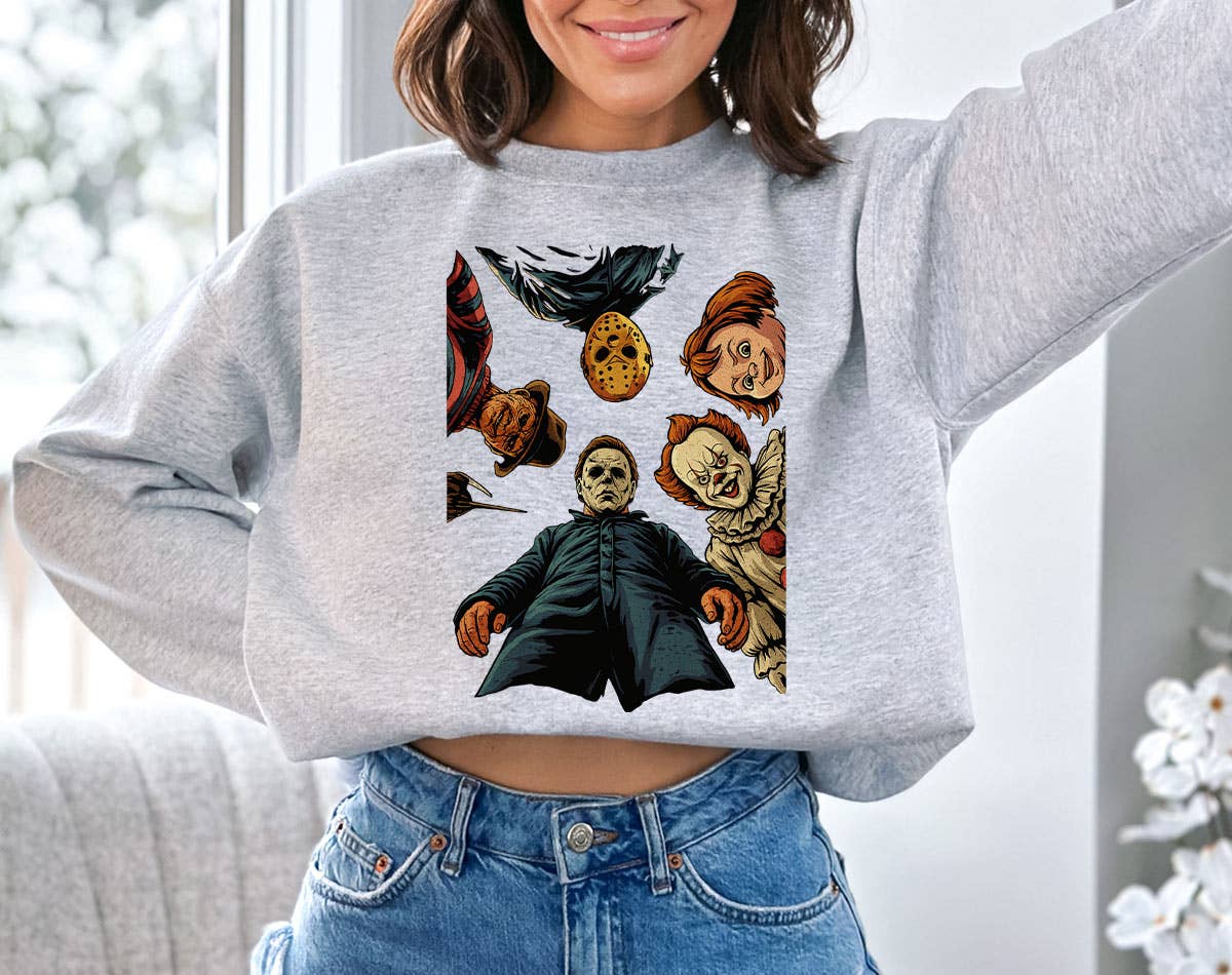 Horror Icons Looking Down Scary Halloween - Adult & Kids T-Shirts, Sweatshirts & Hoodies apparel design preview 1