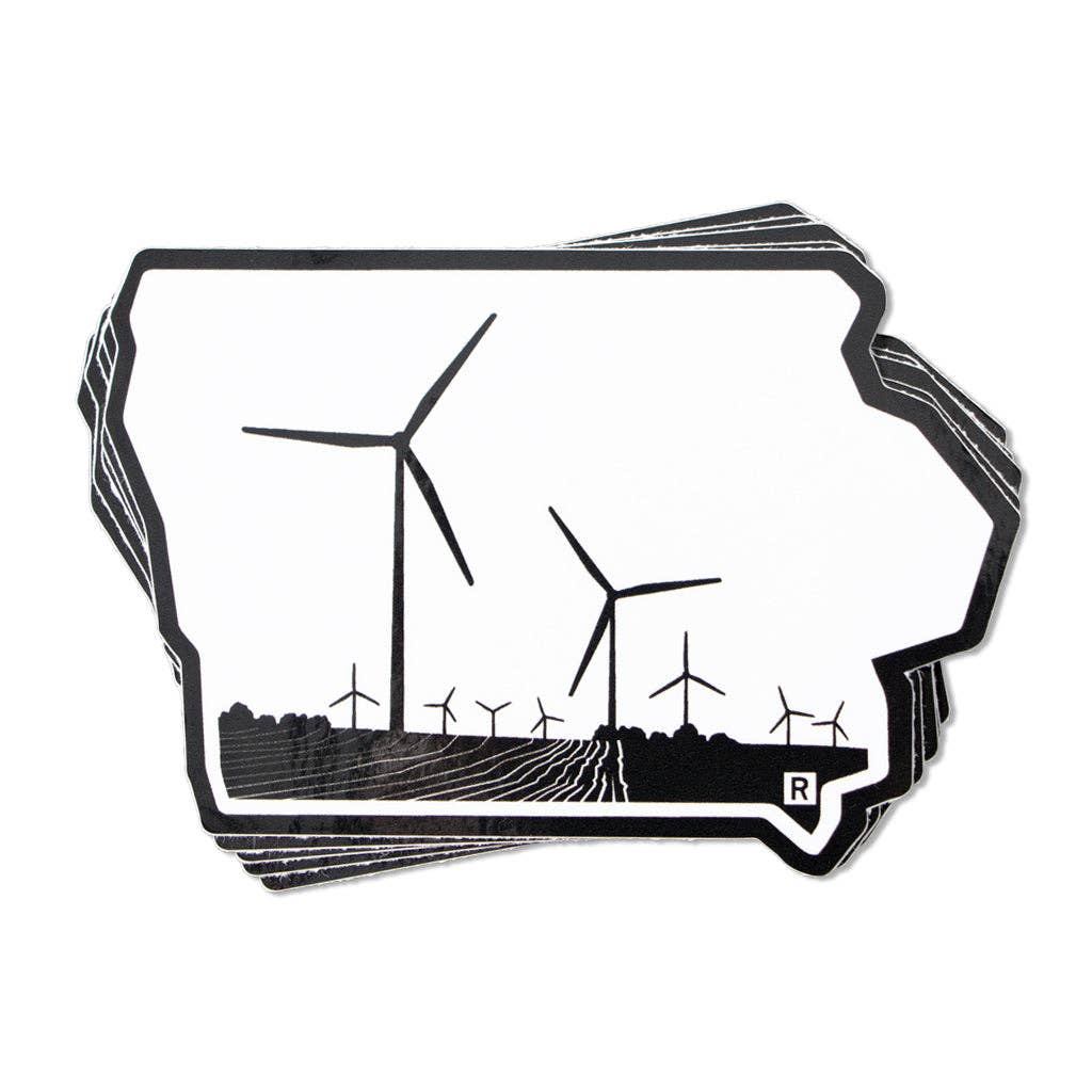Iowa Wind Turbine Black White Die-Cut Sticker - Adult & Kids T-Shirts, Sweatshirts & Hoodies apparel design preview 1