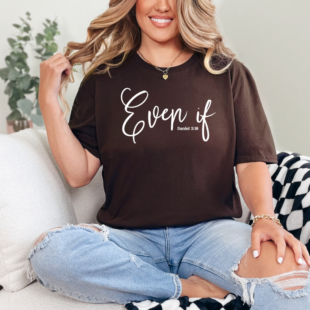 Even If Daniel 3:18 Gildan Softstyle Dark Chocolate - Adult & Kids T-Shirts, Sweatshirts & Hoodies apparel design preview 1