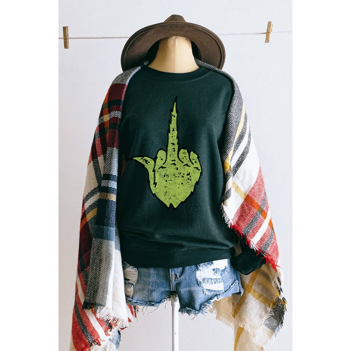 Grinch Hand Christmas Vintage Graphic - Adult & Kids T-Shirts, Sweatshirts & Hoodies apparel design preview 1