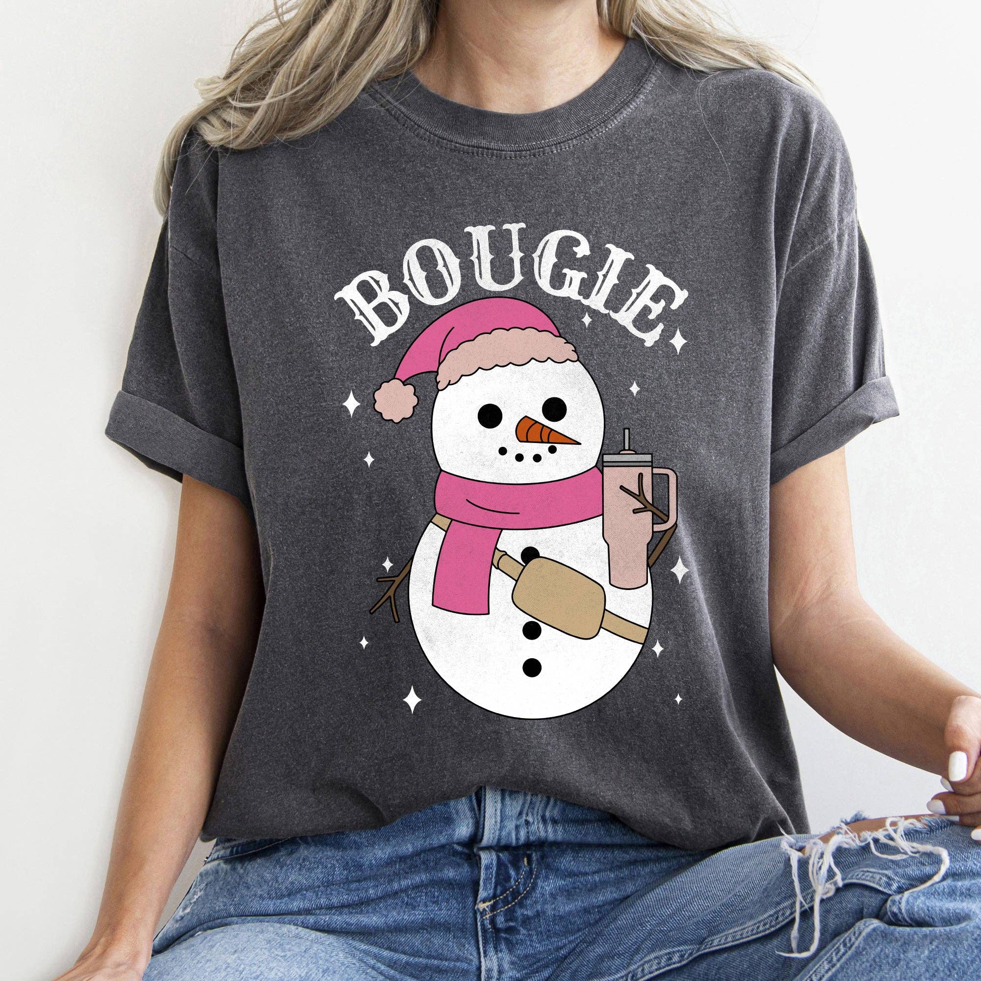 Bougie Snowman, Christmas, Boojee Comfort Colors - Adult & Kids T-Shirts, Sweatshirts & Hoodies apparel design preview 1