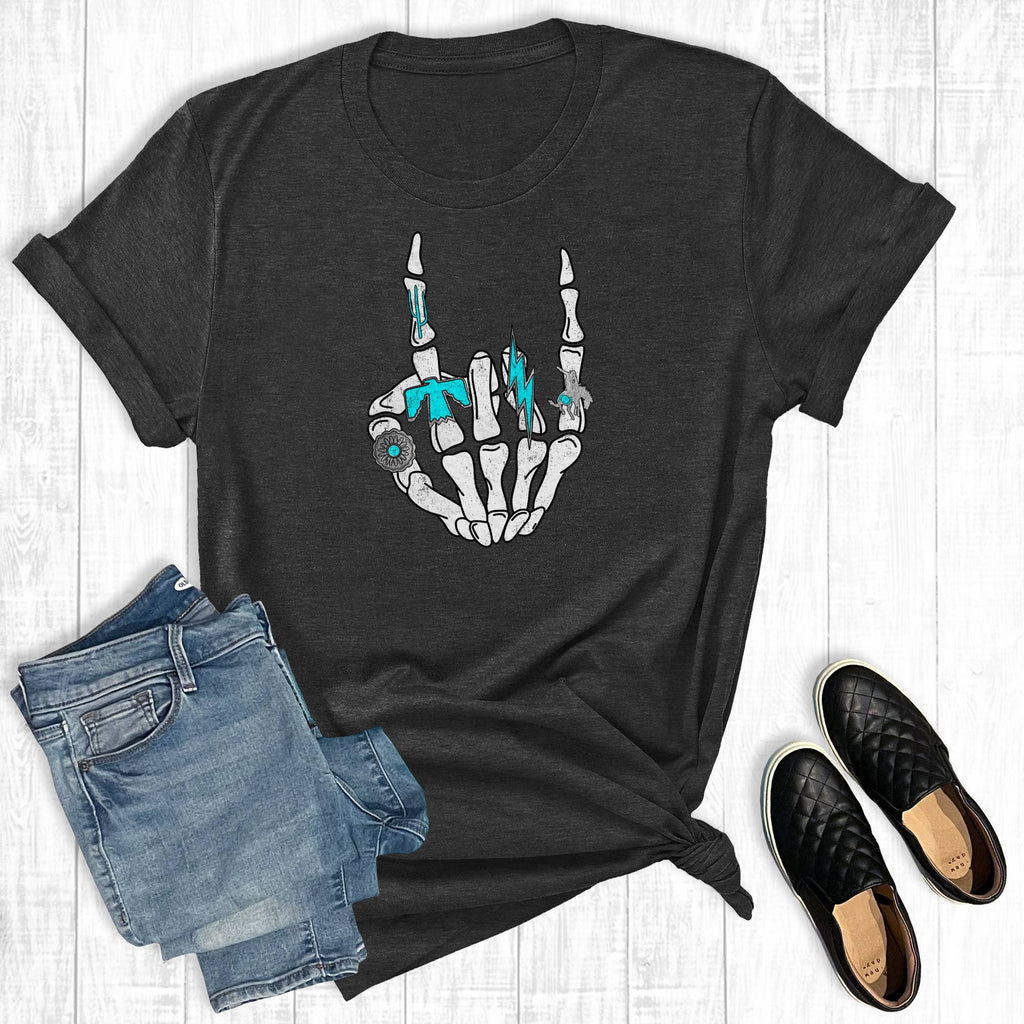 Turquoise Western Skeleton Hand Graphic - Adult & Kids T-Shirts, Sweatshirts & Hoodies apparel design preview 1