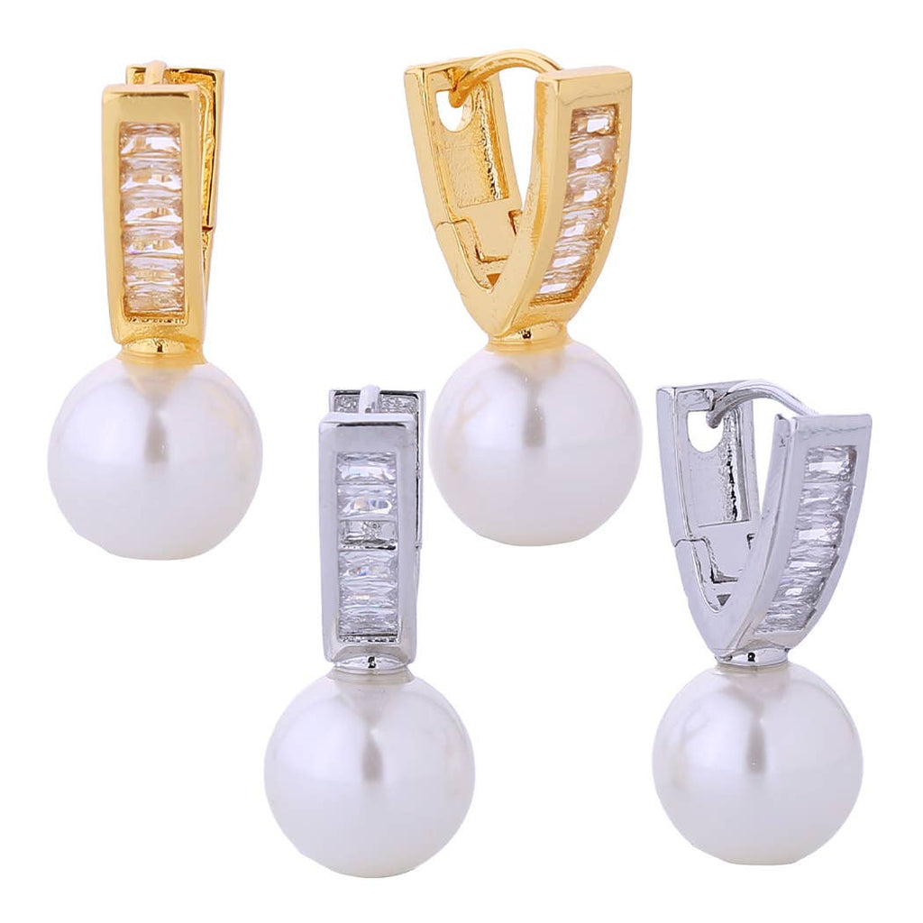 14K Dipped Cz V Shape with Pearl Huggie Earrings - Adult & Kids T-Shirts, Sweatshirts & Hoodies apparel design preview 1