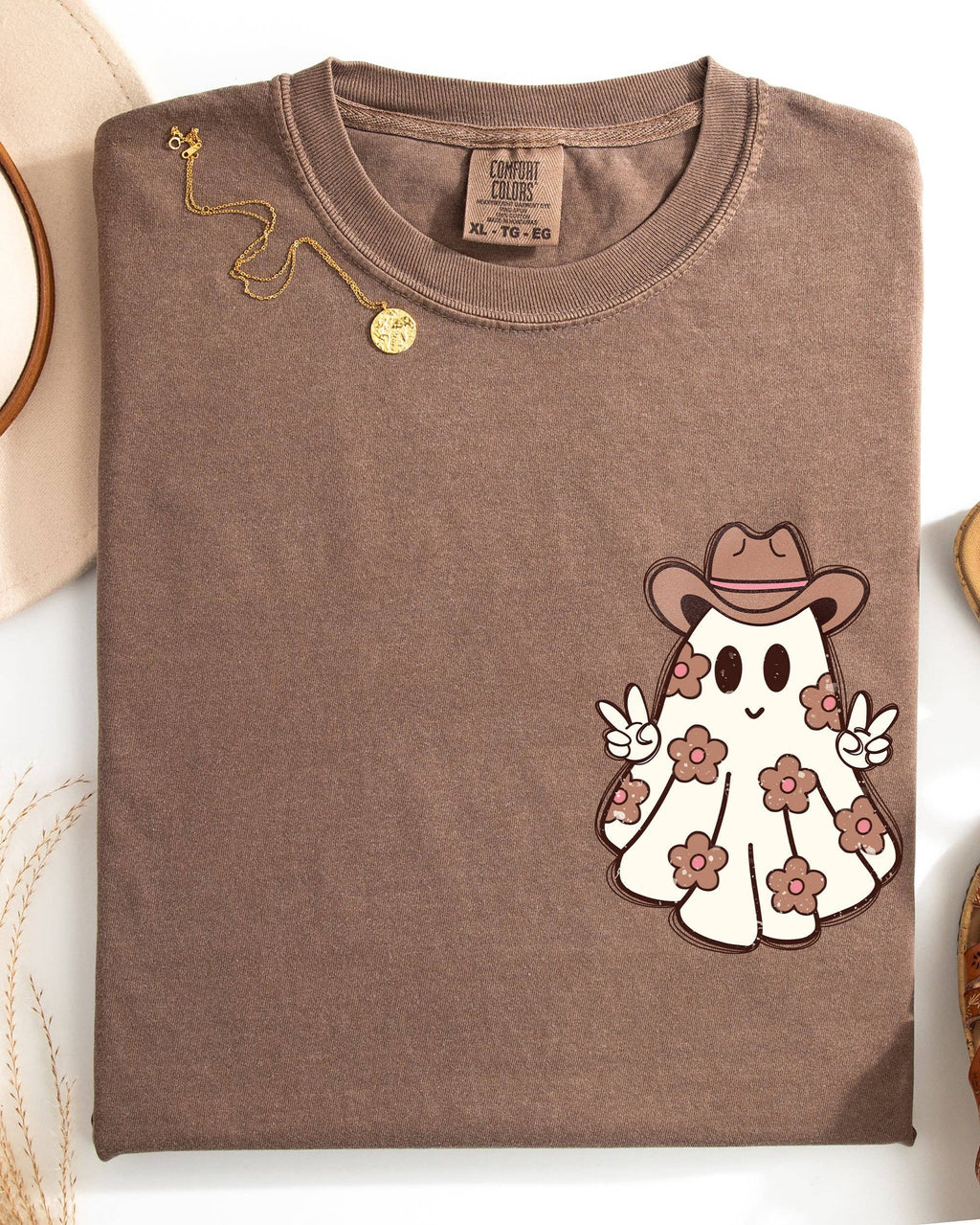 Cute Flower Ghost, Cowboy, Cowgirl, Halloween, Peace - Adult & Kids T-Shirts, Sweatshirts & Hoodies apparel design preview 1