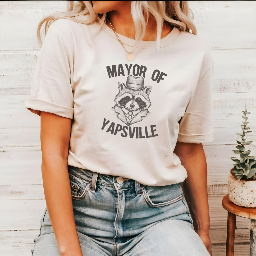 Mayor of Yapsville Grapic Funny Raccoon Western - Adult & Kids T-Shirts, Sweatshirts & Hoodies apparel design preview 1