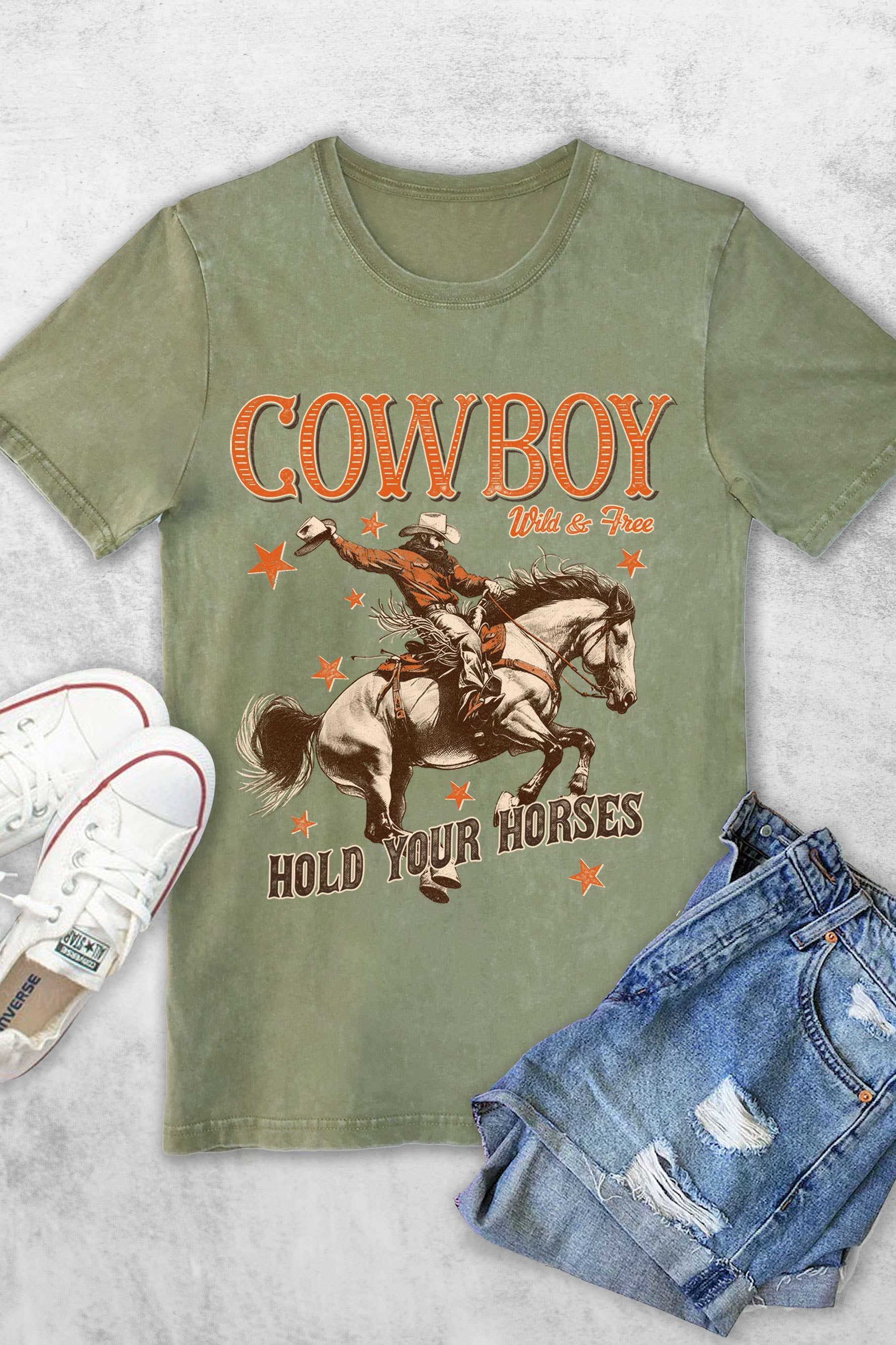 Cowboy Hold Your Horse Women's Vintage Graphic - Adult & Kids T-Shirts, Sweatshirts & Hoodies apparel design preview 1