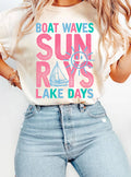 Boat Wave Sun Ray Lake Days Graphic - Adult & Kids T-Shirts, Sweatshirts & Hoodies apparel design preview 1