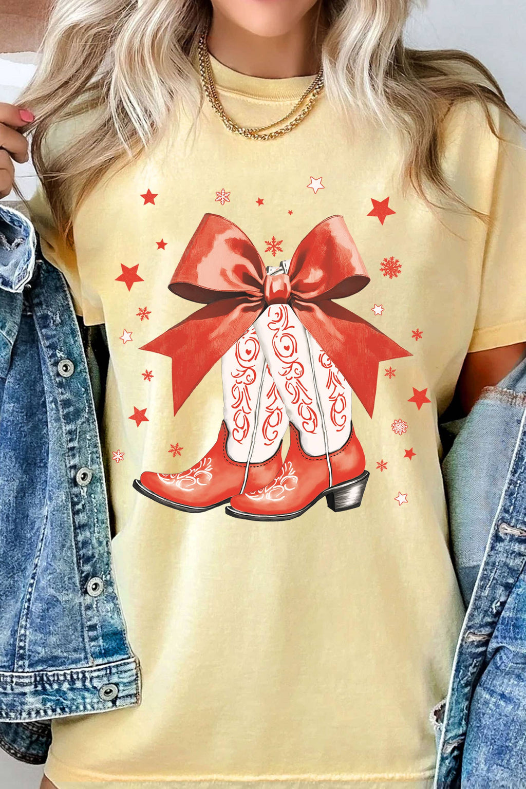 Howdy Christmas Ribbon Boots Graphic - Adult & Kids T-Shirts, Sweatshirts & Hoodies apparel design preview 1
