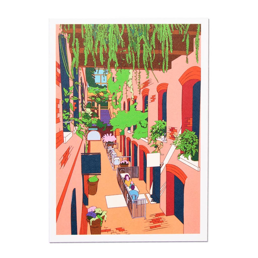 Omaha Old Market Illustration Without Text Postcard - Adult & Kids T-Shirts, Sweatshirts & Hoodies apparel design preview 1