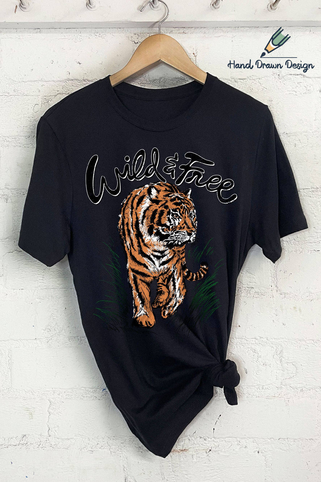 Wild and Free Tiger Hand Drawn - Adult & Kids T-Shirts, Sweatshirts & Hoodies apparel design preview 1