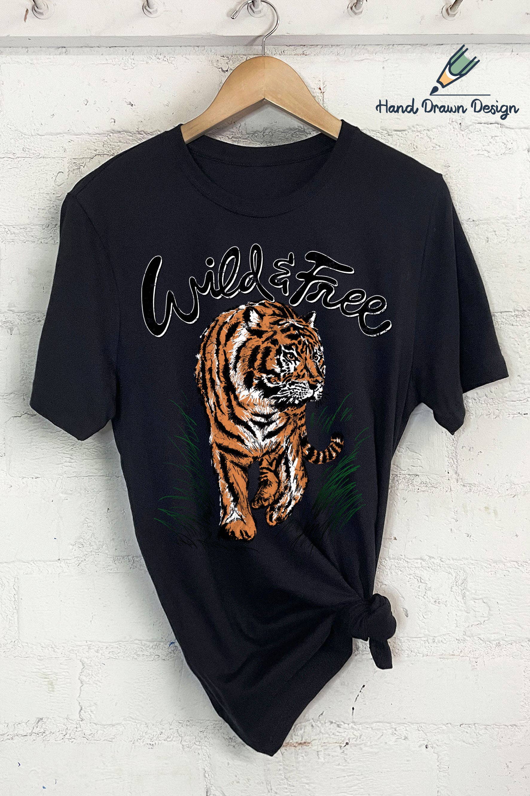 Wild and Free Tiger Hand Drawn - Adult & Kids T-Shirts, Sweatshirts & Hoodies apparel design preview 1