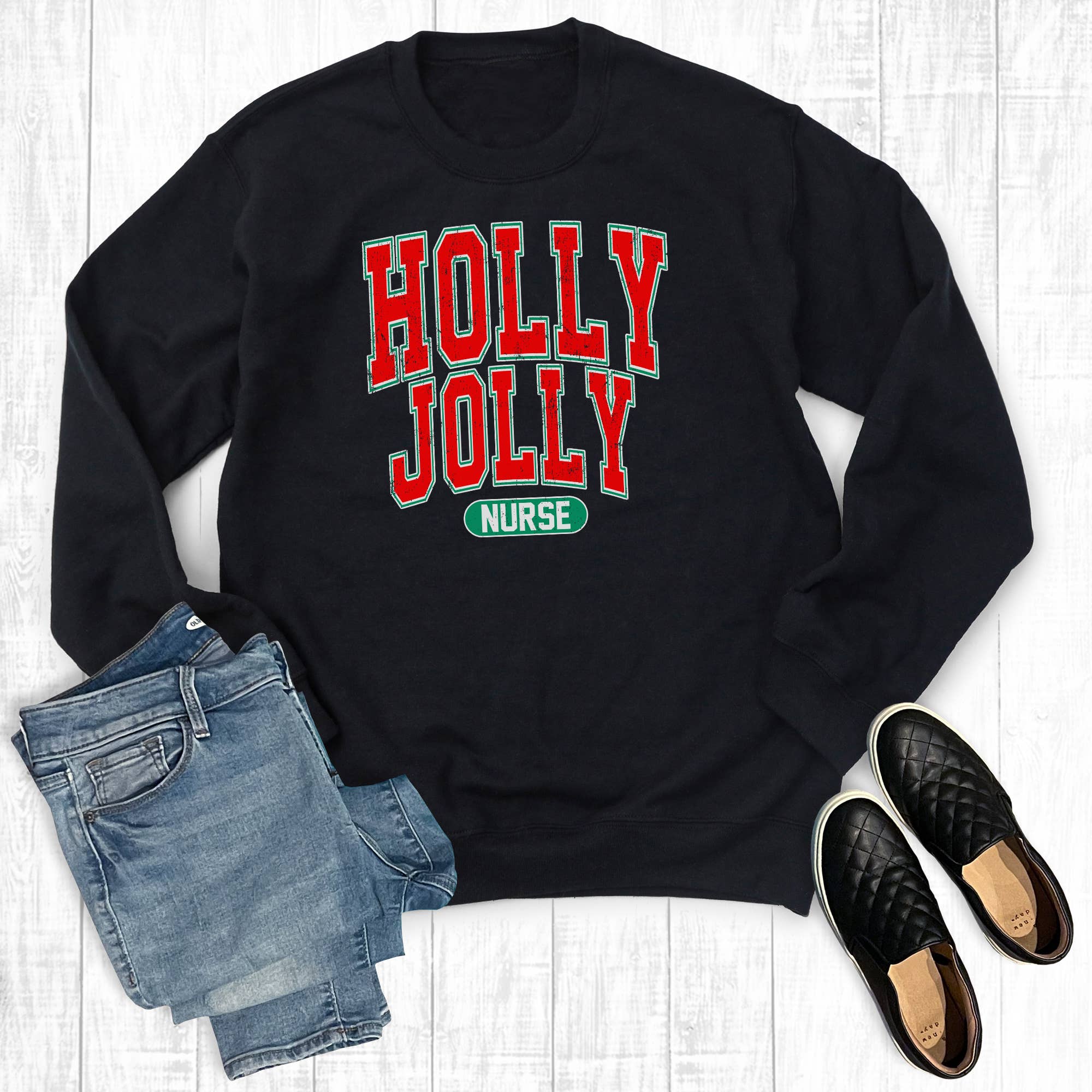 Christmas Holly Jolly Nurse - Adult & Kids T-Shirts, Sweatshirts & Hoodies apparel design preview 1