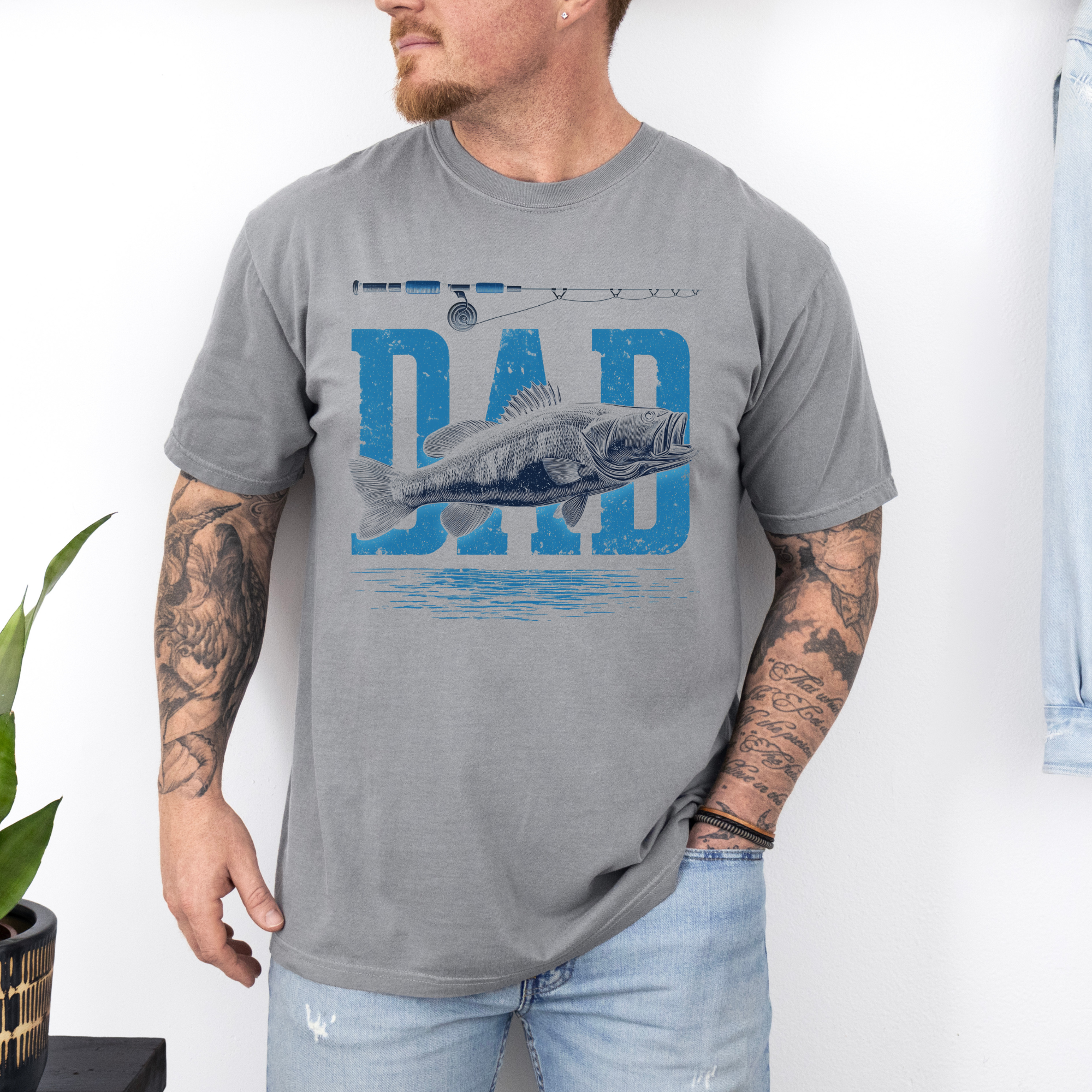 Fathers Day: Fishing Dad On Gray Comfort Colors - Adult & Kids T-Shirts, Sweatshirts & Hoodies apparel design preview 1