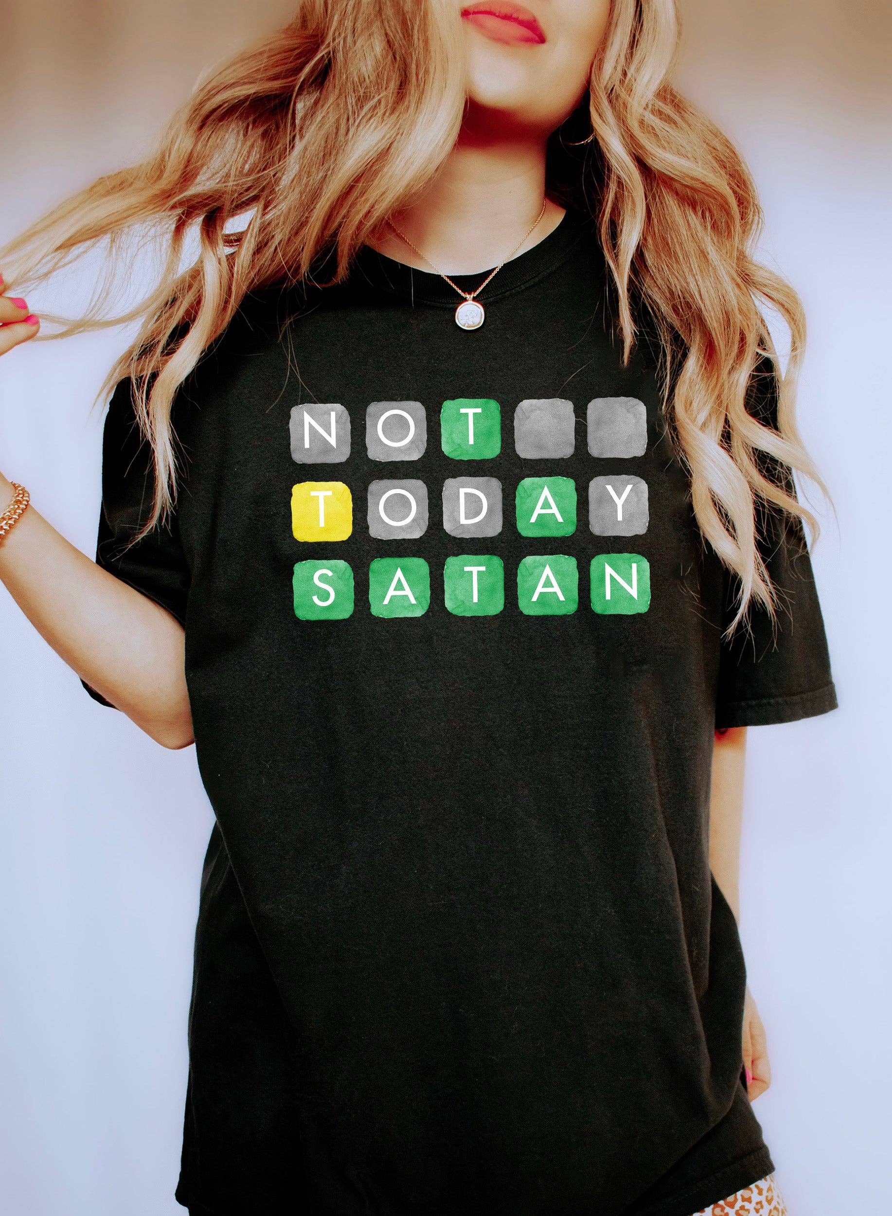 Not Today Satan Word Game - Adult & Kids T-Shirts, Sweatshirts & Hoodies apparel design preview 1