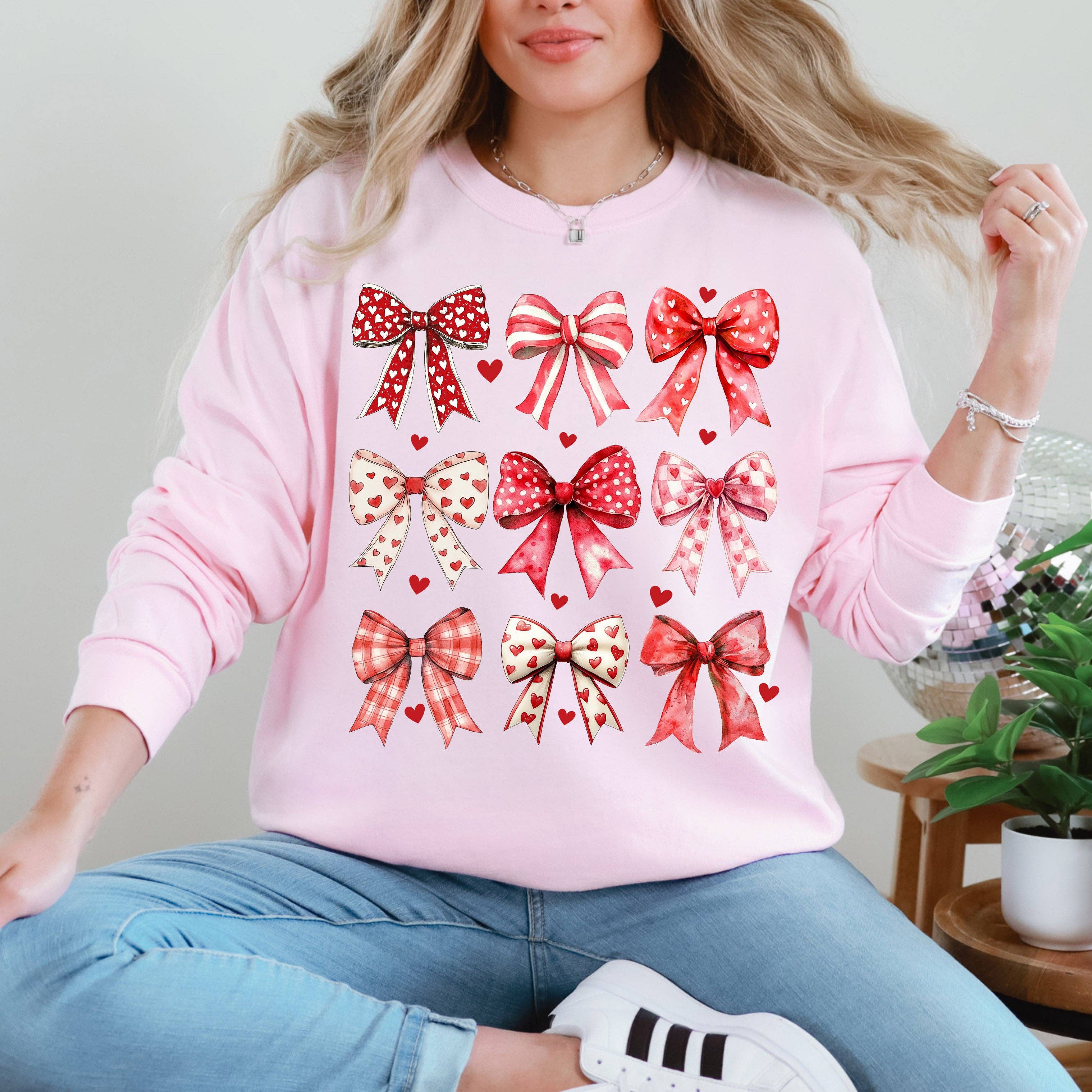Retro Bows, Ribbons Coquette Valentine's Day Love - Adult & Kids T-Shirts, Sweatshirts & Hoodies apparel design preview 1