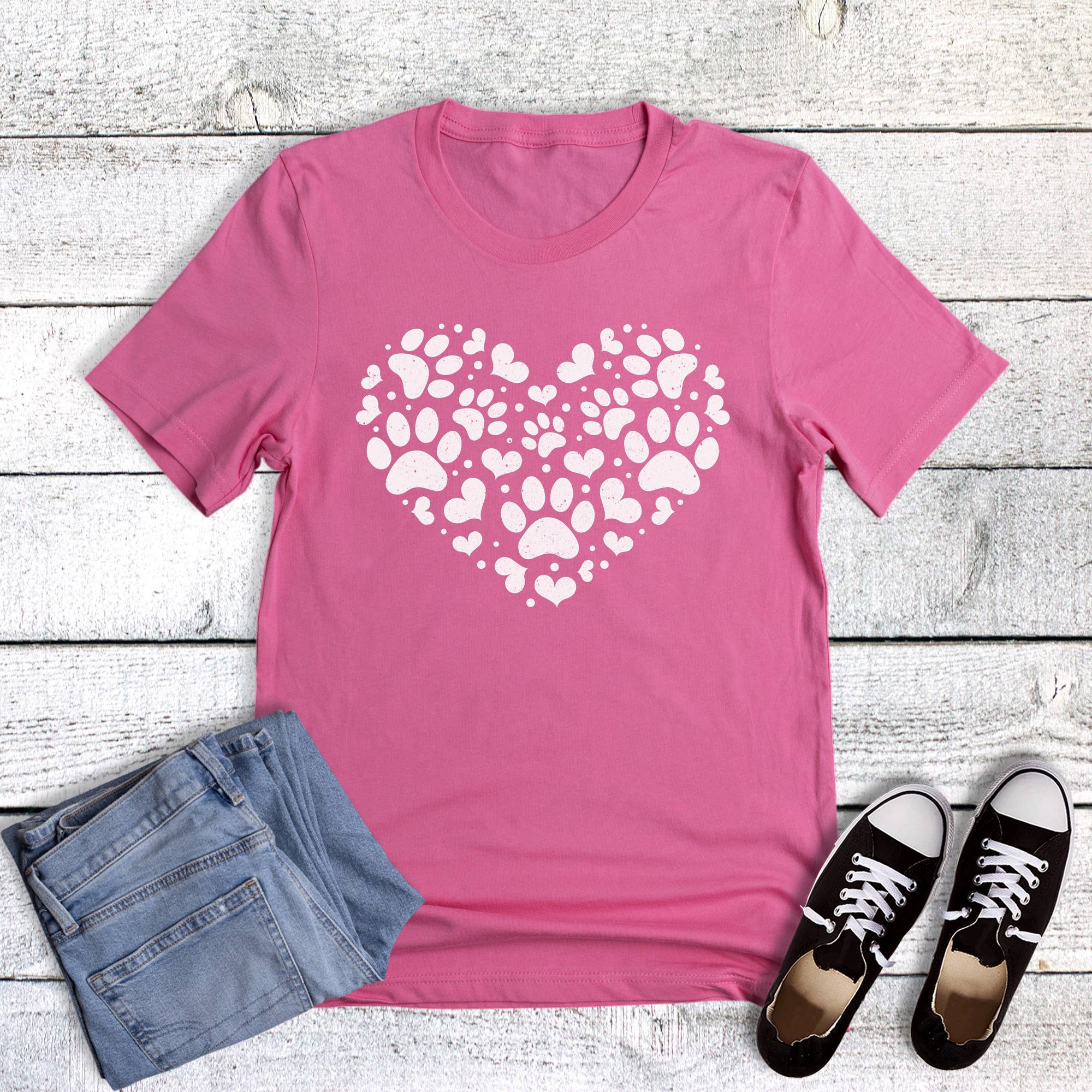 Valentine Paw Heart Cat Dog Graphic - Adult & Kids T-Shirts, Sweatshirts & Hoodies apparel design preview 1