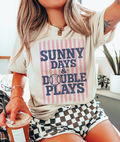 Baseball Sunny Days and Double Plays Cream - Adult & Kids T-Shirts, Sweatshirts & Hoodies apparel design preview 1