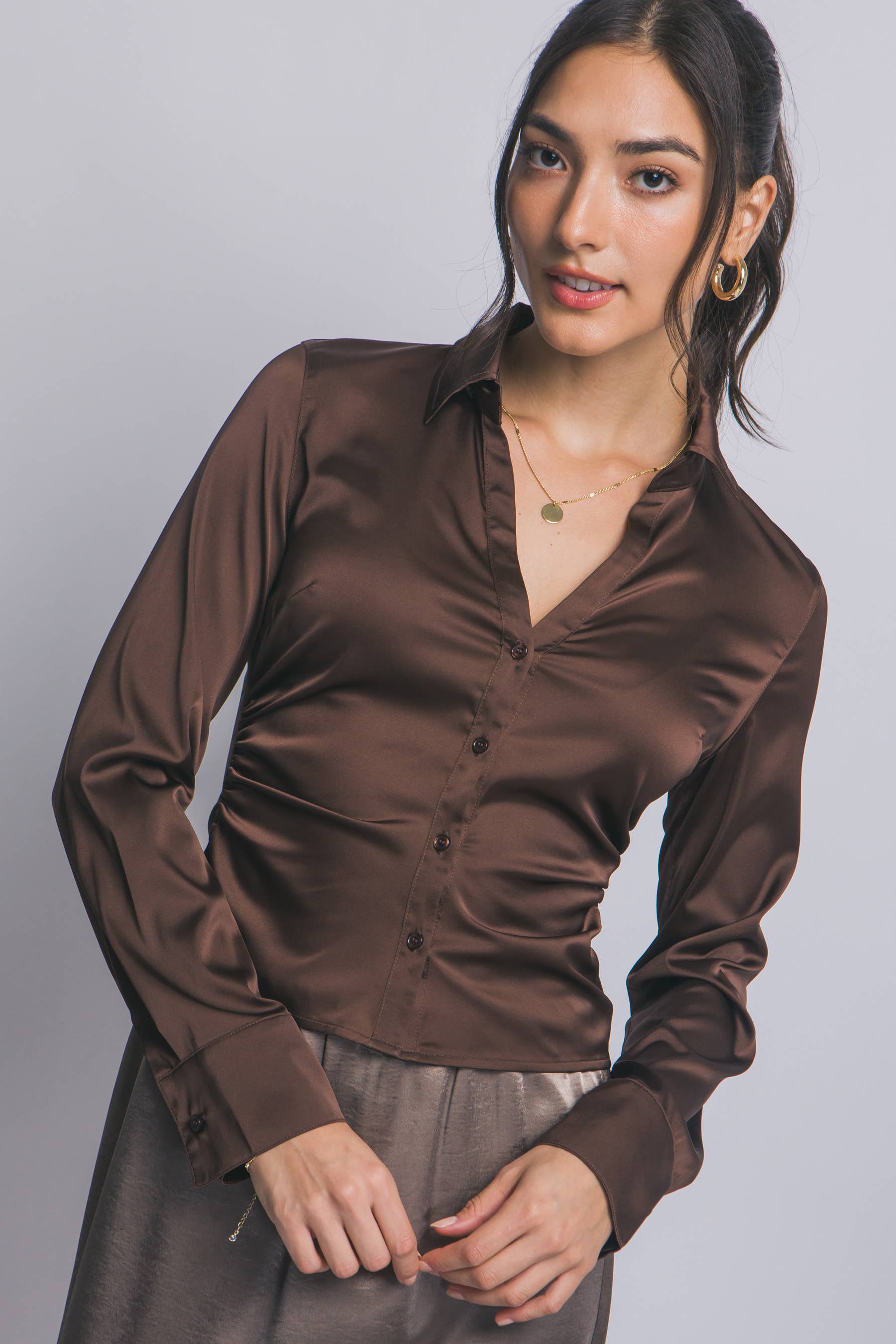 1119 Fitted Ruched Side Satin SI-28405 - Adult & Kids T-Shirts, Sweatshirts & Hoodies apparel design preview 1