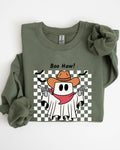 Boo Haw, Cowboy Ghost Checkered Western Halloween - Adult & Kids T-Shirts, Sweatshirts & Hoodies apparel design preview 1