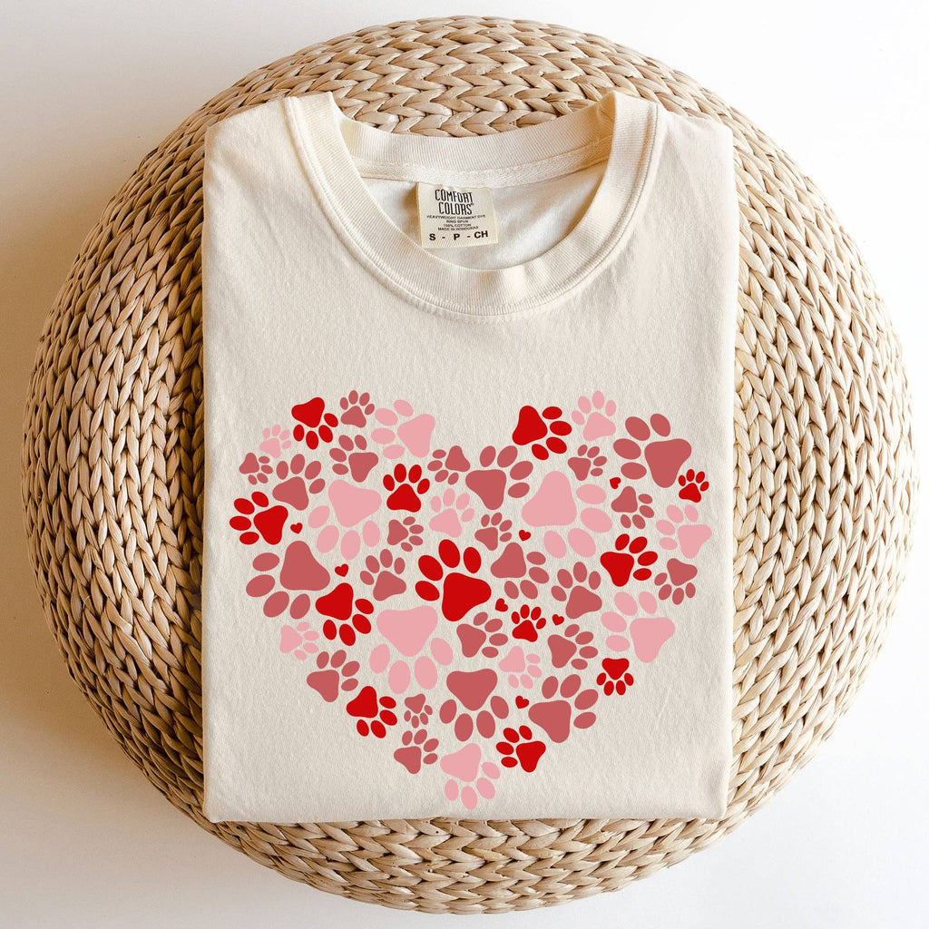 Paw Print Heart, Pets, Dogs, Cats, Comfort Colors - Adult & Kids T-Shirts, Sweatshirts & Hoodies apparel design preview 1