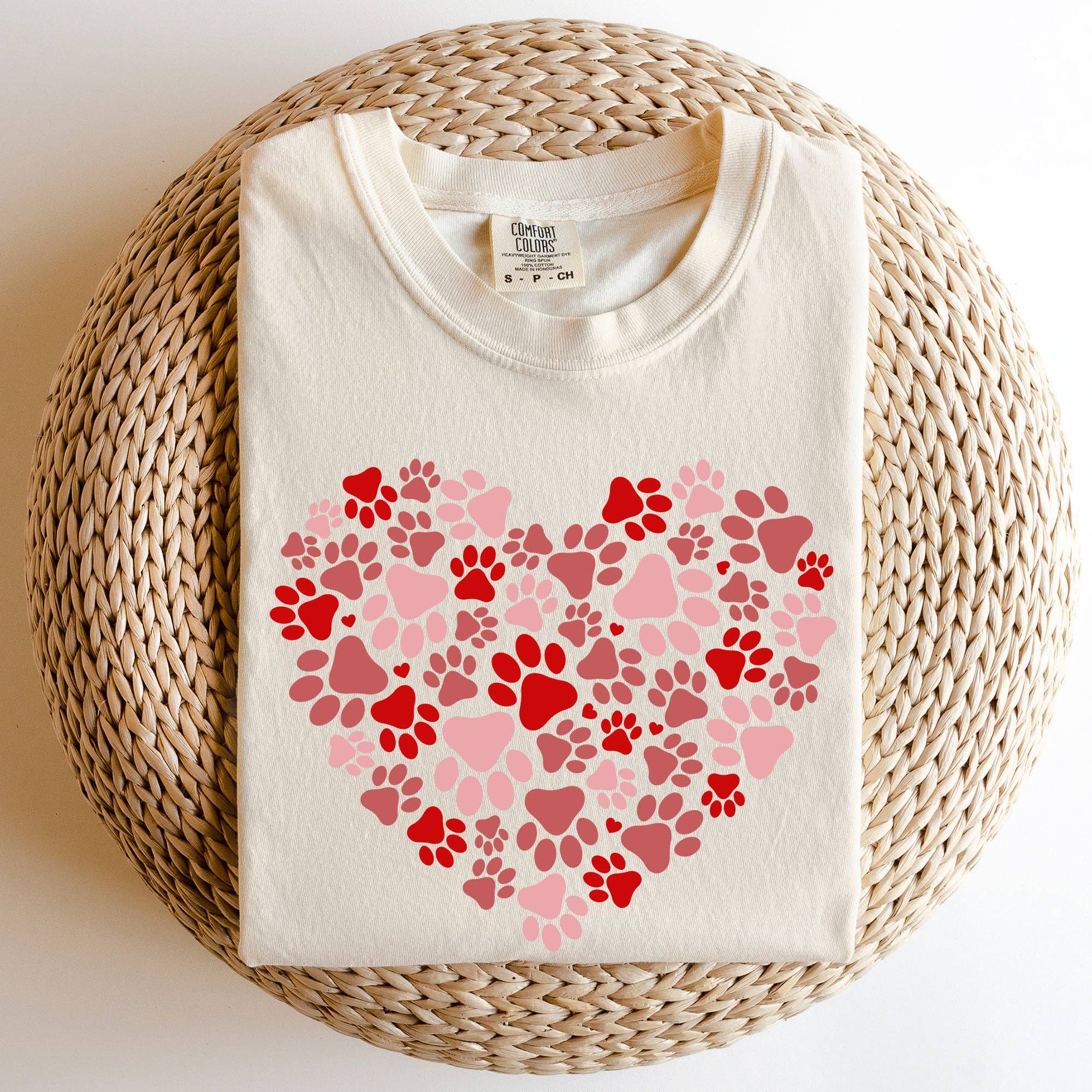 Paw Print Heart, Pets, Dogs, Cats, Comfort Colors - Adult & Kids T-Shirts, Sweatshirts & Hoodies apparel design preview 1
