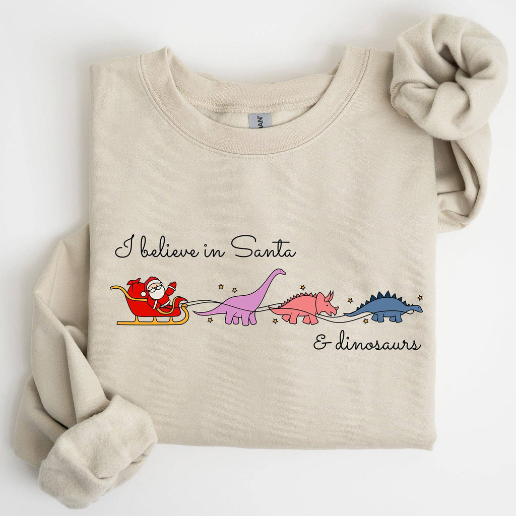 I Believe in Santa and Dinosaurs, Christmas - Adult & Kids T-Shirts, Sweatshirts & Hoodies apparel design preview 1