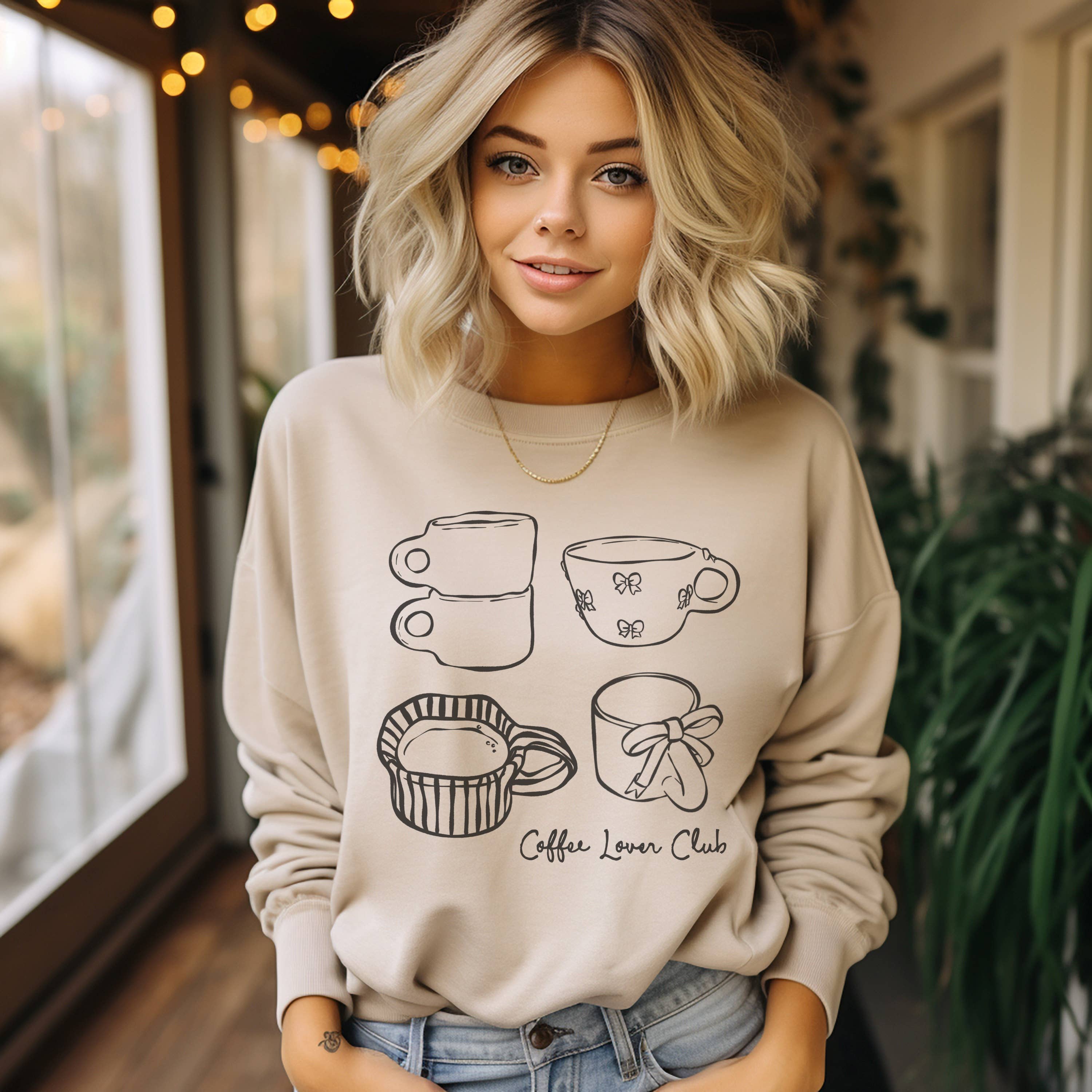 Coffee Lover Club Crew Neck - Adult & Kids T-Shirts, Sweatshirts & Hoodies apparel design preview 1