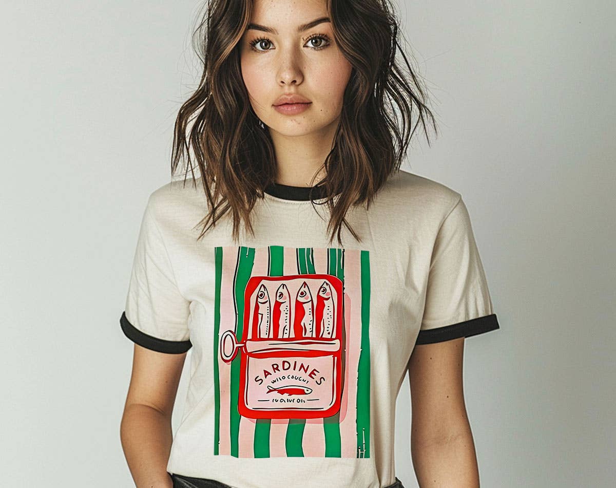 Sardines Tinned Fish French Sardine-Core Ringer - Adult & Kids T-Shirts, Sweatshirts & Hoodies apparel design preview 1