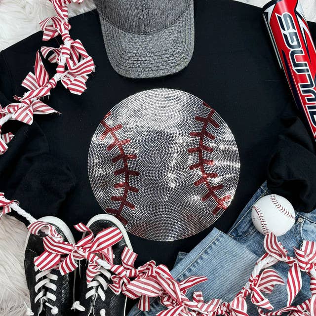Spangled Baseball Transfer Crewneck - Adult & Kids T-Shirts, Sweatshirts & Hoodies apparel design preview 1