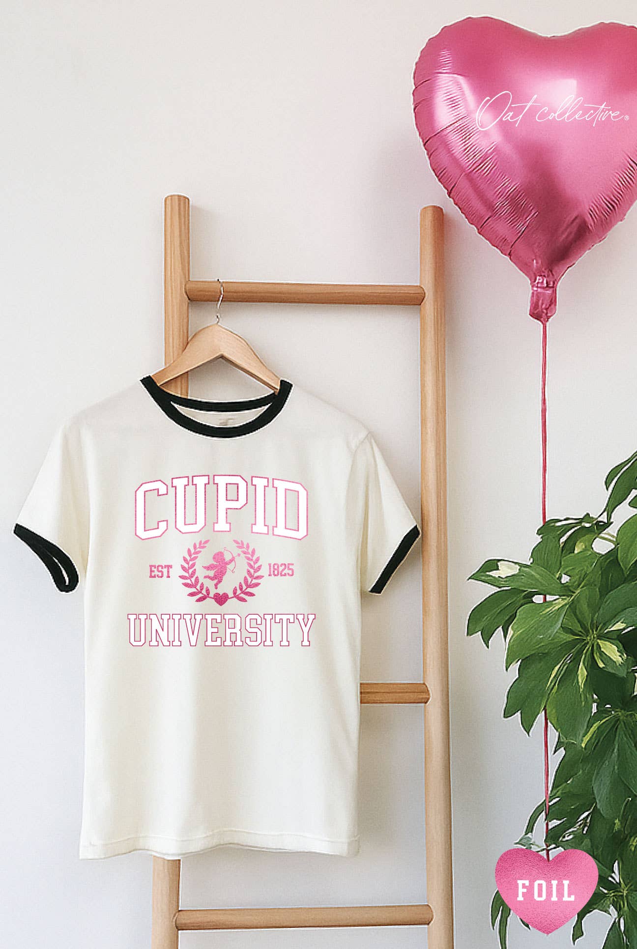 Cupid University Est 1825 Foil Ringer Graphic - Adult & Kids T-Shirts, Sweatshirts & Hoodies apparel design preview 1