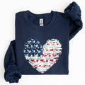 Floral Patriotic Hear, Flag, USA, Stars Stripes - Adult & Kids T-Shirts, Sweatshirts & Hoodies apparel design preview 1