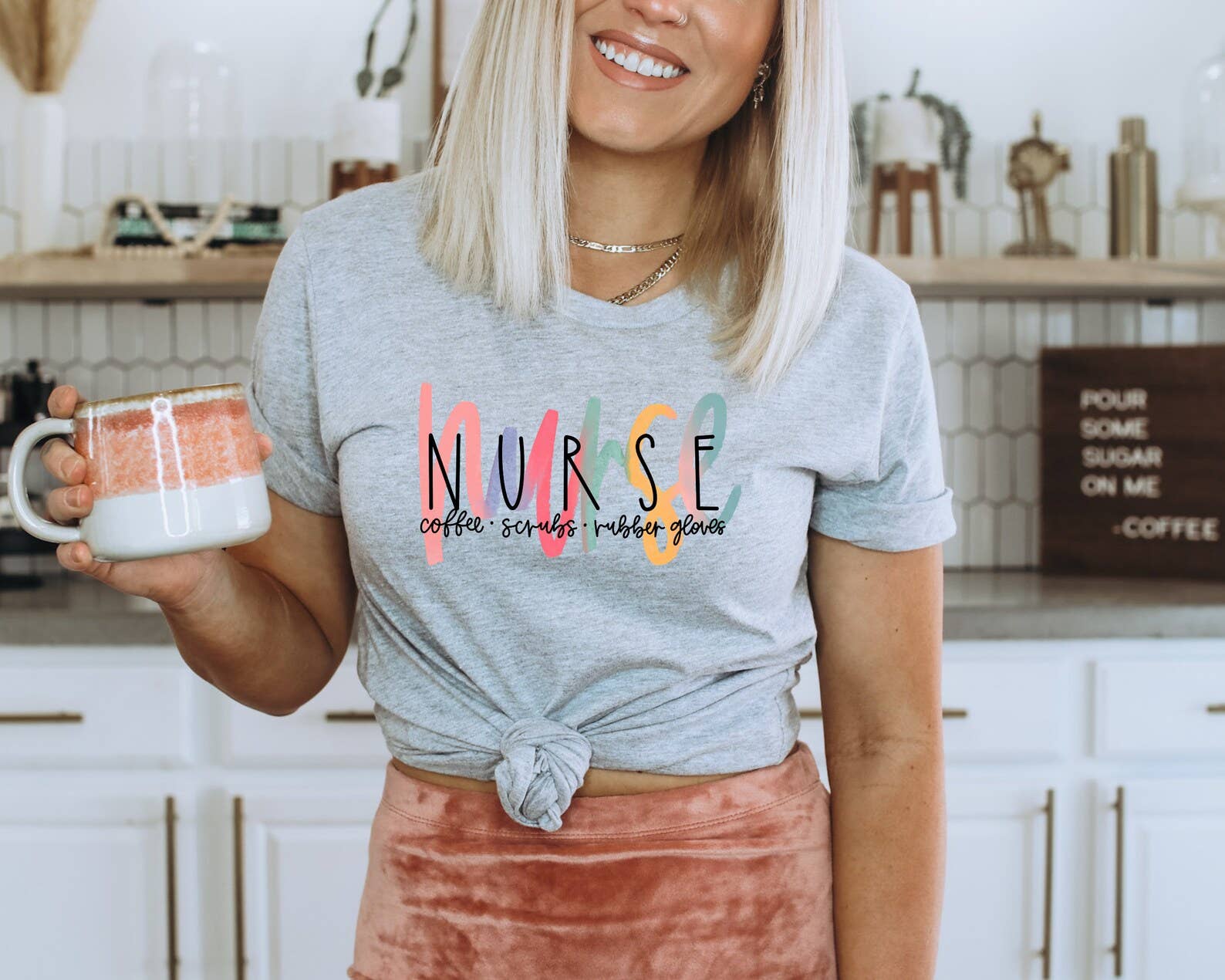 Nurse Coffee Scrubs Rubber Gloves - Adult & Kids T-Shirts, Sweatshirts & Hoodies apparel design preview 1