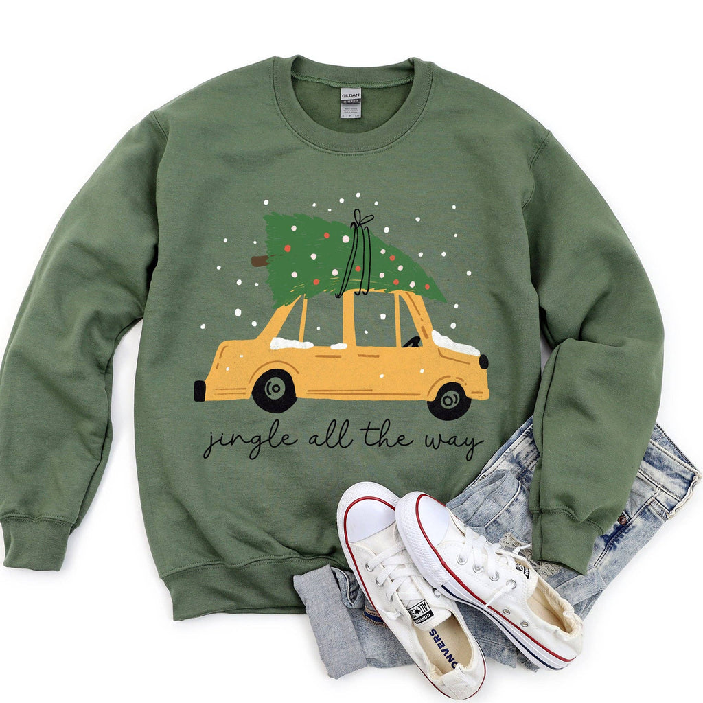 Jingle All the Way, Retro Car, Christmas - Adult & Kids T-Shirts, Sweatshirts & Hoodies apparel design preview 1