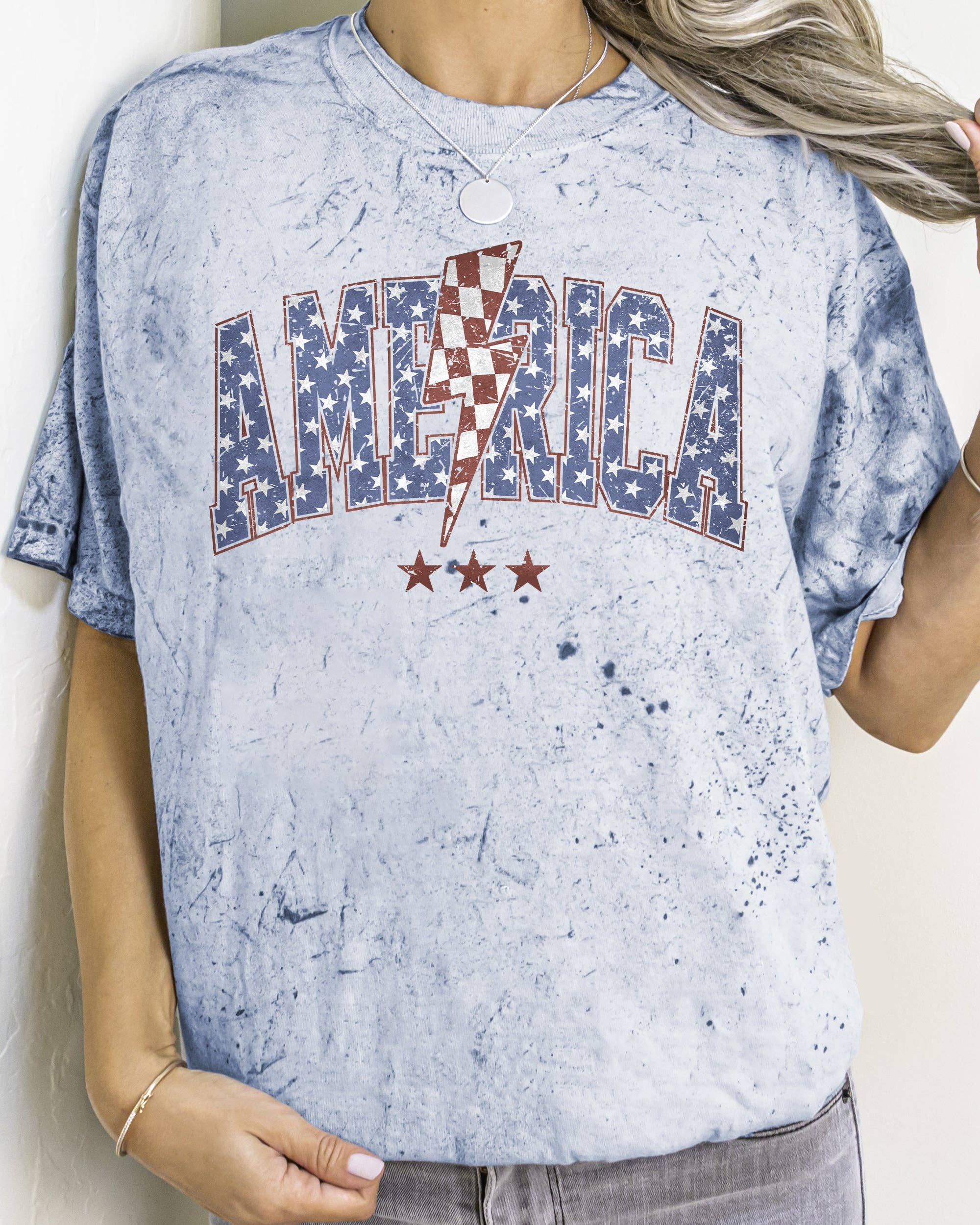 America, Retro, Lightening Bolt, USA, Patriotic, - Adult & Kids T-Shirts, Sweatshirts & Hoodies apparel design preview 1