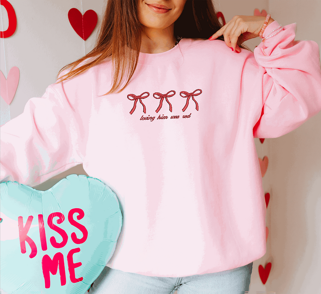 Love Valentines Crewneck, Loving Him Was Red - Adult & Kids T-Shirts, Sweatshirts & Hoodies apparel design preview 1