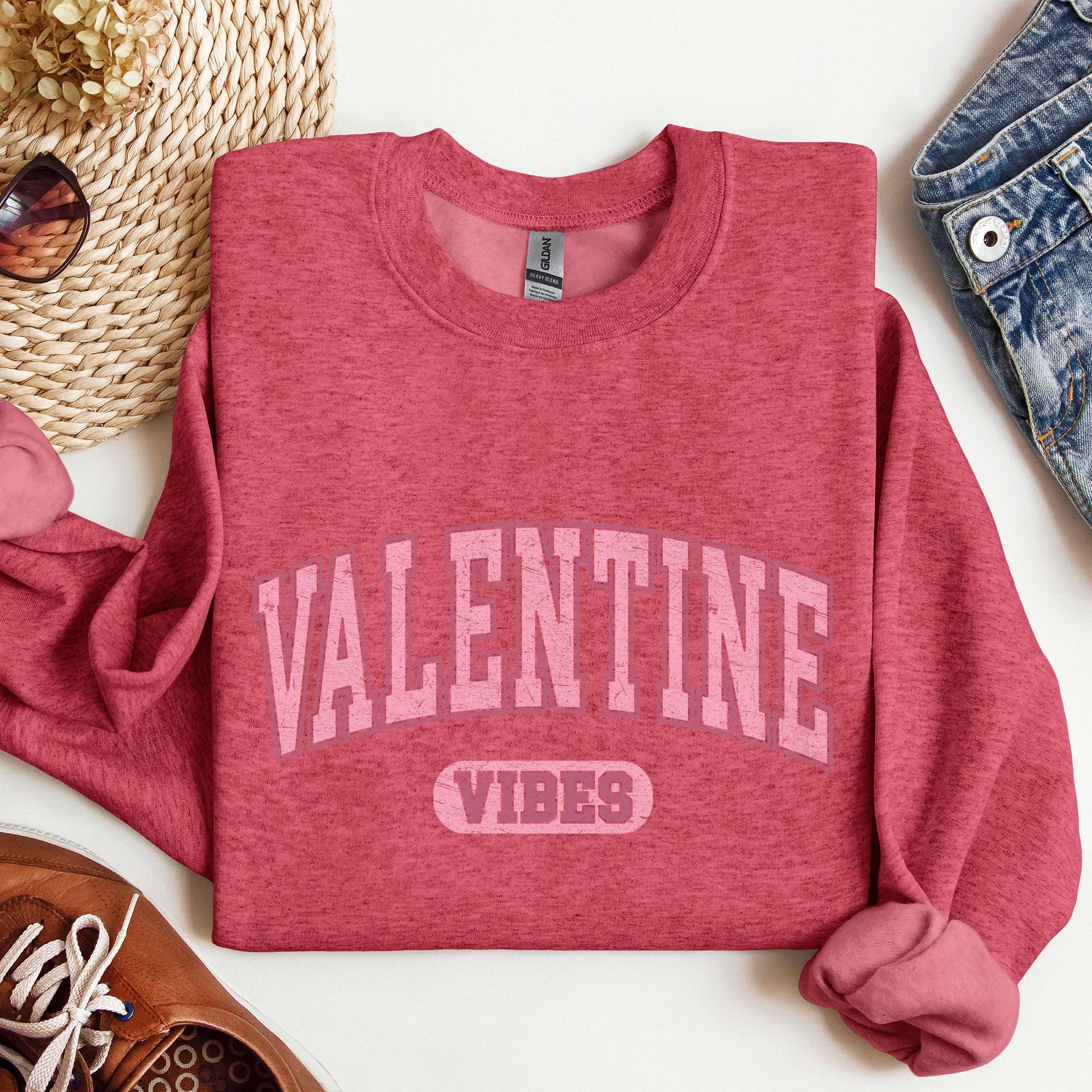 Valentine Vibes, Collegiate, College, University, - Adult & Kids T-Shirts, Sweatshirts & Hoodies apparel design preview 1