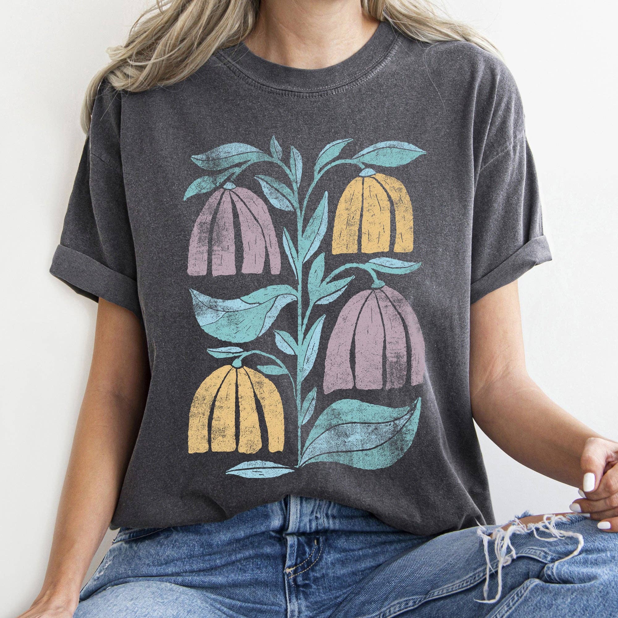 Boho Folk Art Vintage Floral - Adult & Kids T-Shirts, Sweatshirts & Hoodies apparel design preview 1