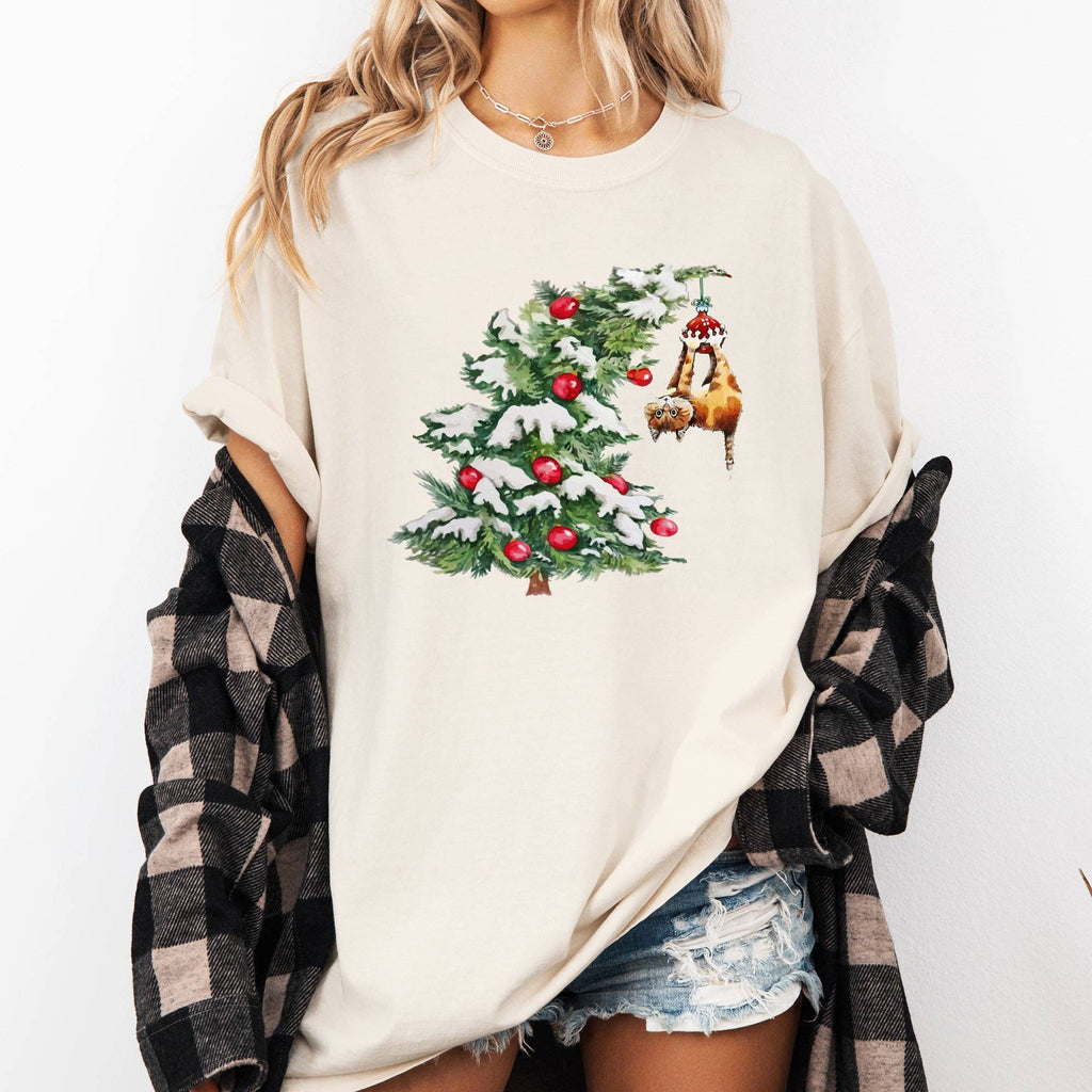 Cat Christmas Tree, Funny, Naughty Santa Snow, Xmas - Adult & Kids T-Shirts, Sweatshirts & Hoodies apparel design preview 1