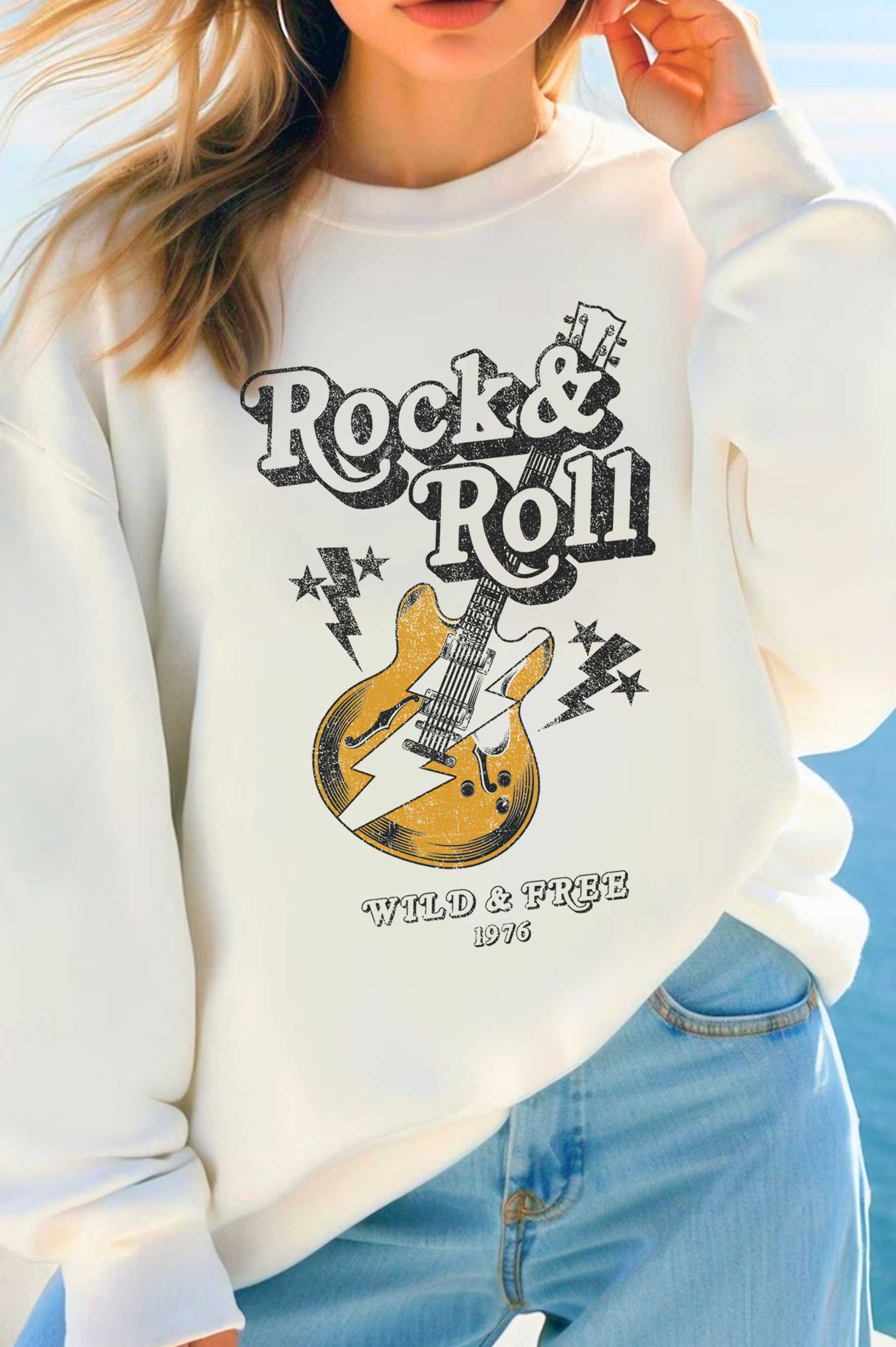 Rock and Roll Guitar Graphic Brushed - Adult & Kids T-Shirts, Sweatshirts & Hoodies apparel design preview 1