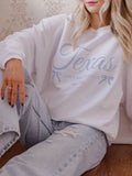 Texas Est. Bows White Corded Crew - Adult & Kids T-Shirts, Sweatshirts & Hoodies apparel design preview 1