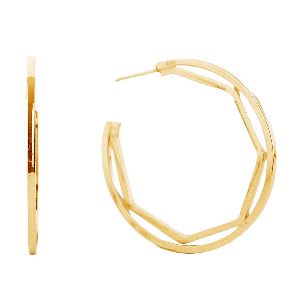14K Gold-Dipped Geometric Double Line Post Earring - Adult & Kids T-Shirts, Sweatshirts & Hoodies apparel design preview 1