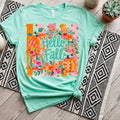 Hello Fall Pumpkin Retro Wreath Mint Seasonal Graphic - Adult & Kids T-Shirts, Sweatshirts & Hoodies apparel design preview 1