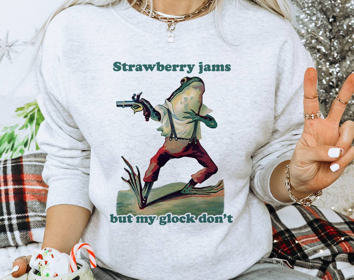 Strawberry Jams, Glock Don't Frog Meme Tik Tok - Adult & Kids T-Shirts, Sweatshirts & Hoodies apparel design preview 1