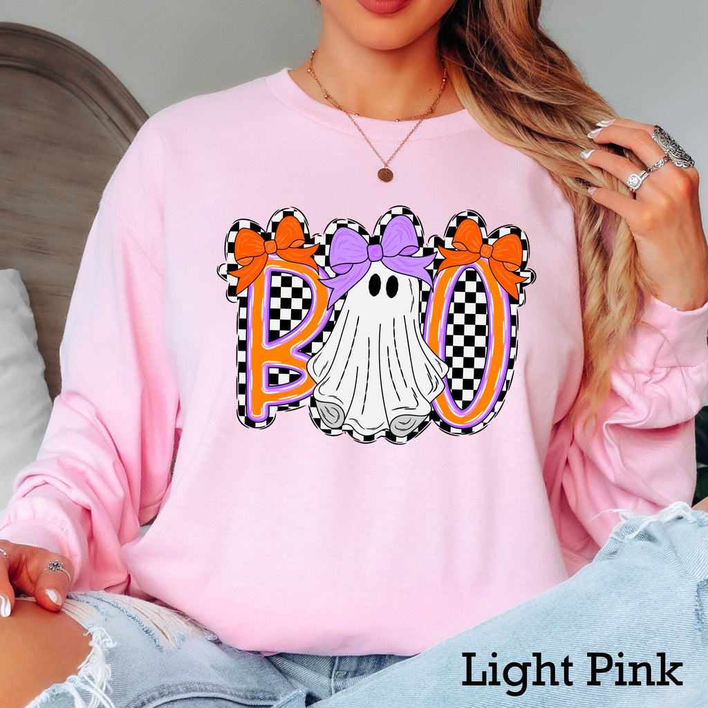 Halloween 2025 Checkered Boo Gildan - Adult & Kids T-Shirts, Sweatshirts & Hoodies apparel design preview 1