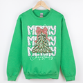 Merry Christmas, Tree, Classic Santa, Gingham Bow - Adult & Kids T-Shirts, Sweatshirts & Hoodies apparel design preview 1