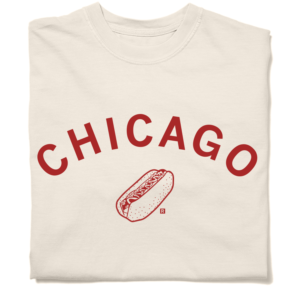 Chicago Hot Dog Curved Heavyweight - Adult & Kids T-Shirts, Sweatshirts & Hoodies apparel design preview 1